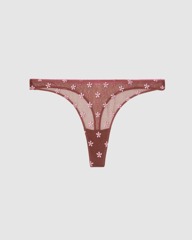 Mesh Thong Mocha/Candy Pink