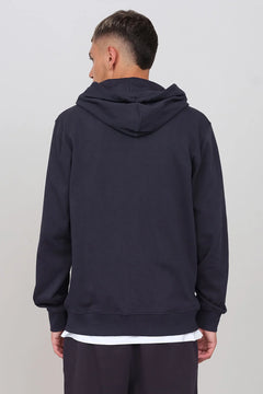 Gauzed Hoodie With A Zipper Blue