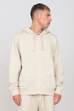 Gauzed Hoodie With A Zipper Ecru