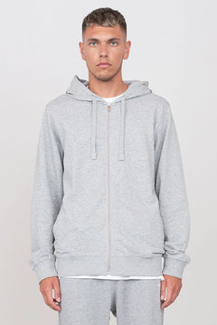 Gauzed Hoodie With A Zipper Grey