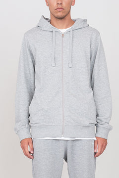 Gauzed Hoodie With A Zipper Grey