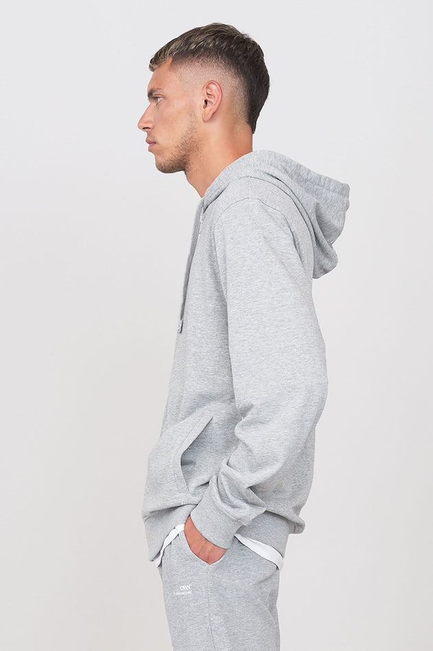 Gauzed Hoodie With A Zipper Grey