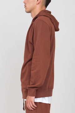 Gauzed Hoodie With A Zipper Brown