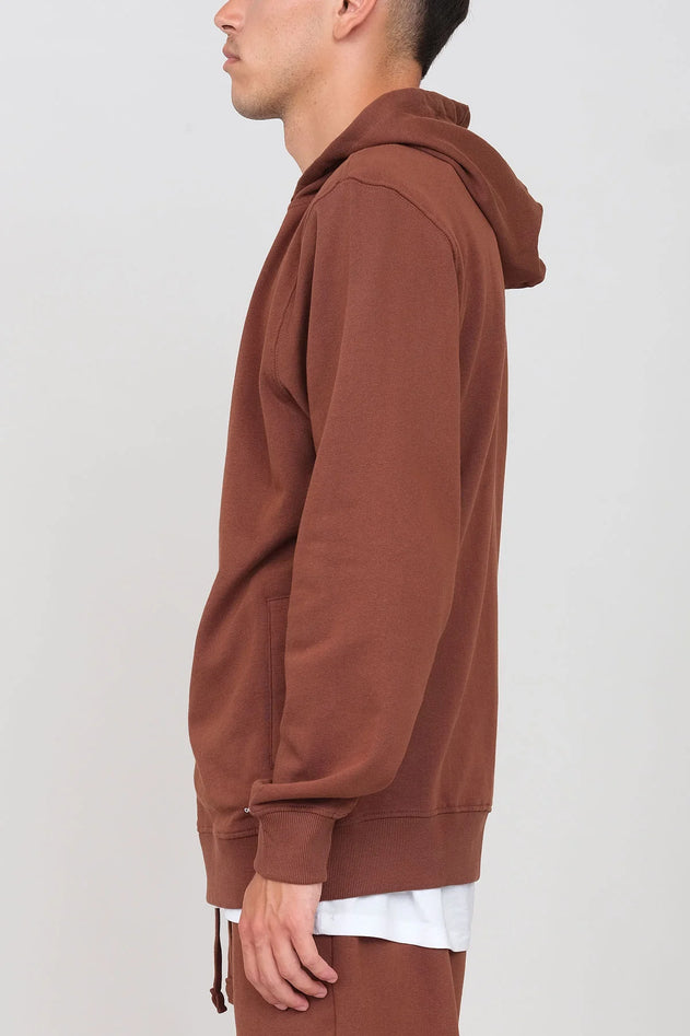 Gauzed Hoodie With A Zipper Brown