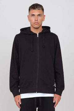 Gauzed Hoodie With A Zipper Black