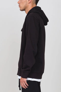 Gauzed Hoodie With A Zipper Black