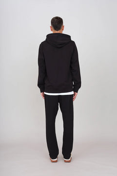 Gauzed Hoodie With A Zipper Black