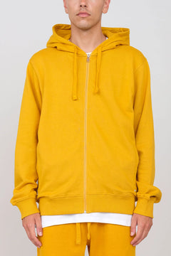 Gauzed Hoodie With A Zipper Ochre