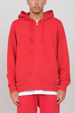 Gauzed Hoodie With A Zipper Red