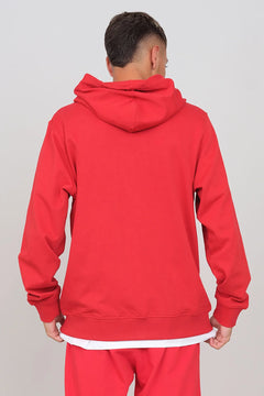 Gauzed Hoodie With A Zipper Red