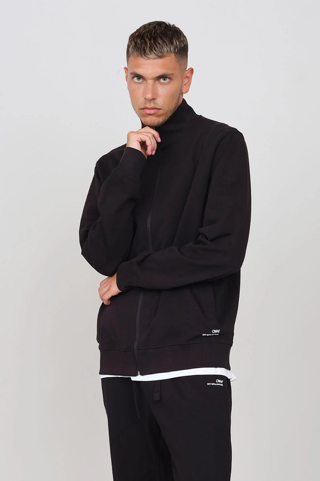 Gauze Sweatshirt With A Zipper Black