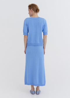 Knitted Cotton Top and Skirt Set Sky