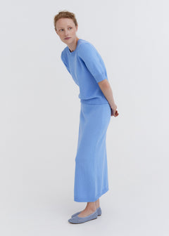 Knitted Cotton Midi Skirt Sky