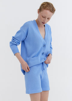 Knitted Cotton Shorts Sky