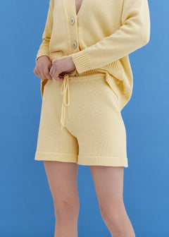 Knitted Cotton Cardigan and Shorts Set Sun