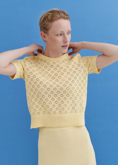 Knitted Cotton Lace Top and Skirt Set Sun