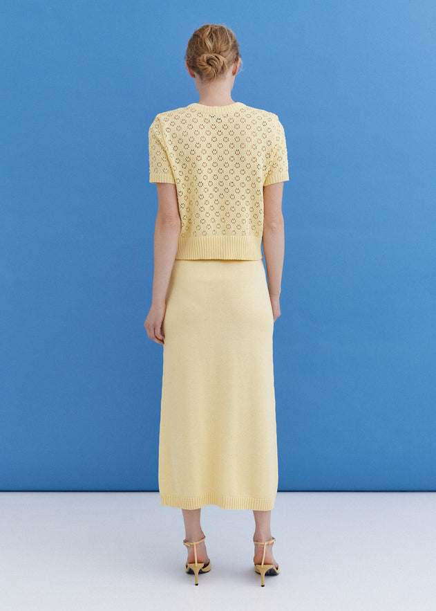 Knitted Cotton Lace Top and Skirt Set Sun