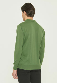 Men's Polo Collar Knit Sweater Green