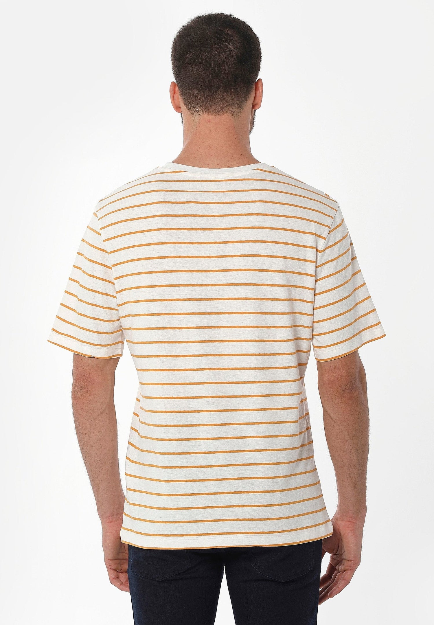 Heren Gestreept Linnenmix T-shirt Gebroken wit / Mango