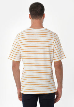 Heren Gestreept Linnenmix T-shirt Gebroken wit / Mango