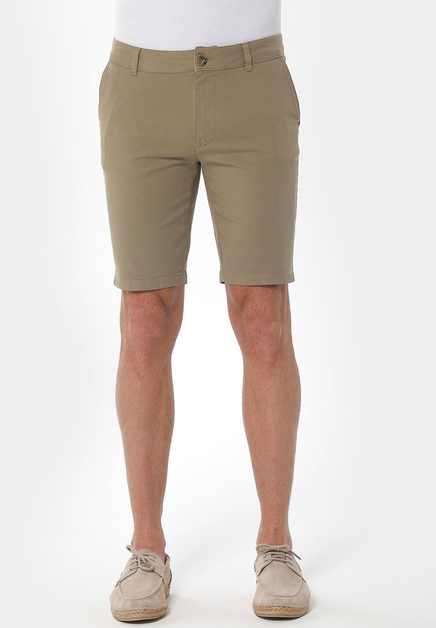 Heren Slim Chino short Olijf