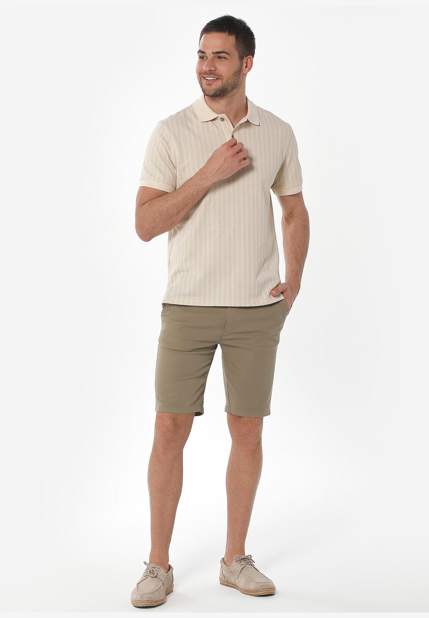 Heren Slim Chino short Olijf