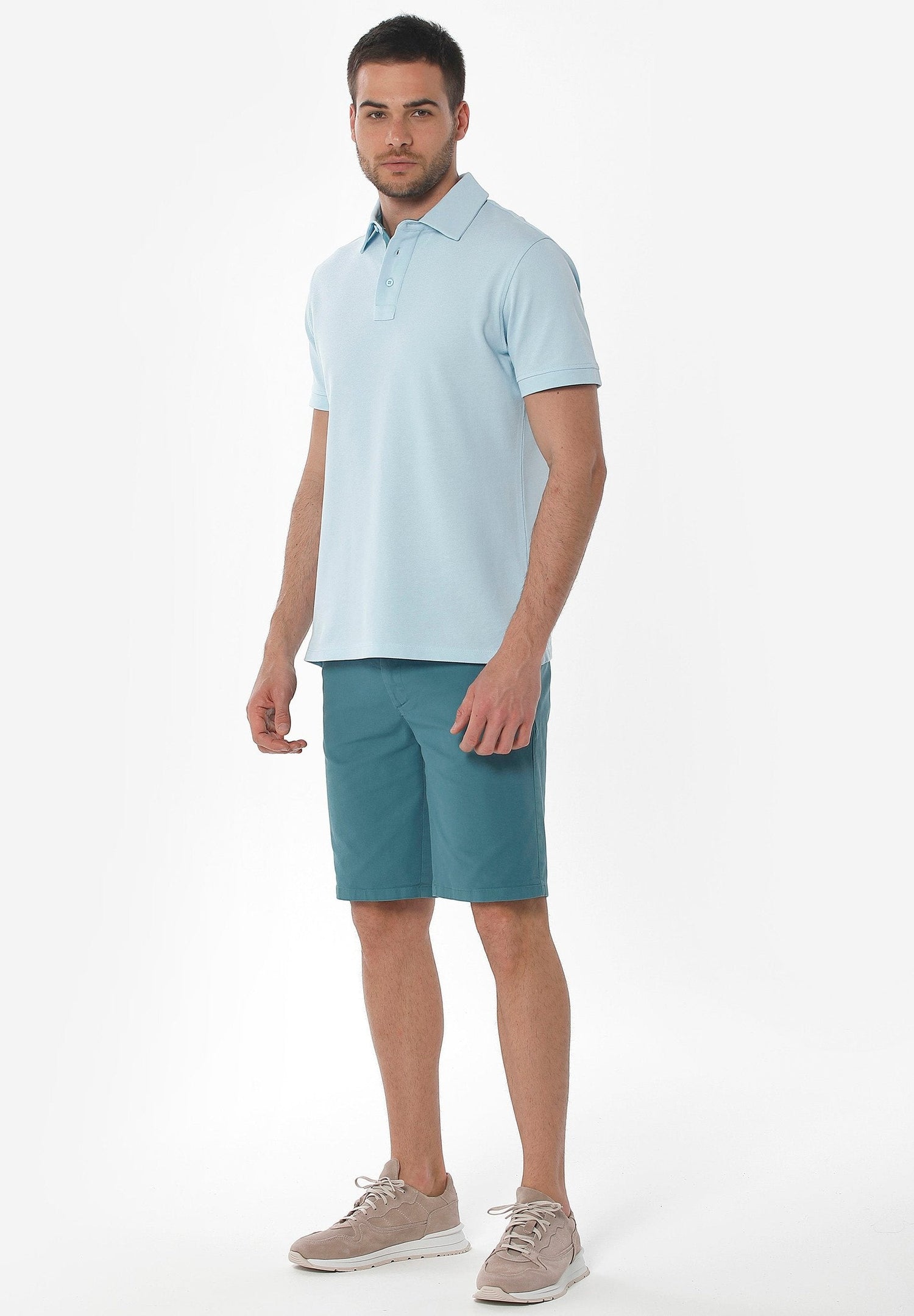 Heren Slim Chino short Petrol Green
