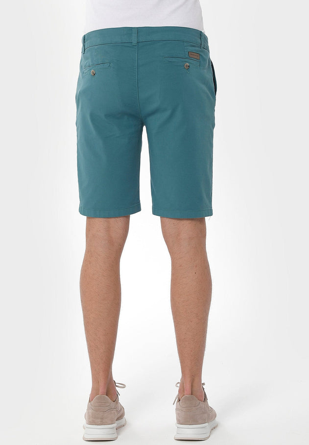 Heren Slim Chino short Petrol Green