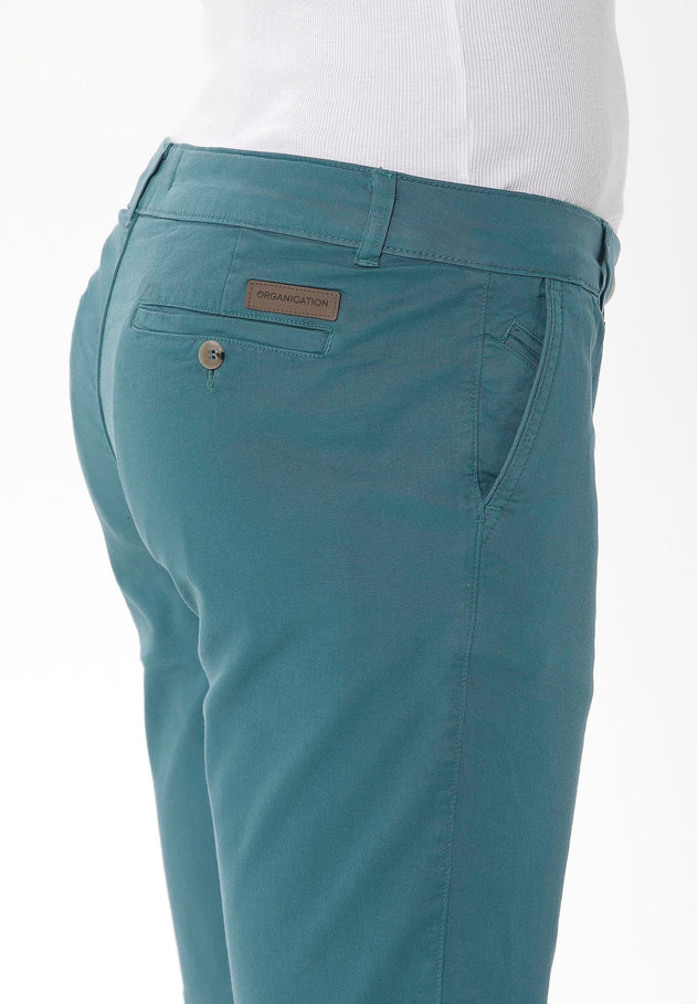 Heren Slim Chino short Petrol Green