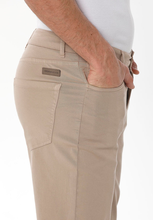 Men's Five-Pocket Organic Cotton Trousers Beige