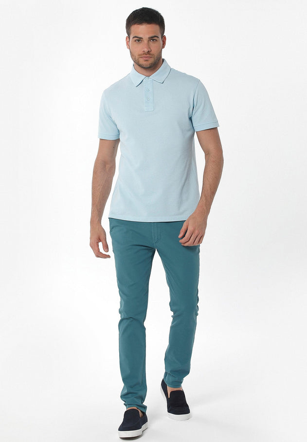 Men's Pique Polo T-Shirt Blue