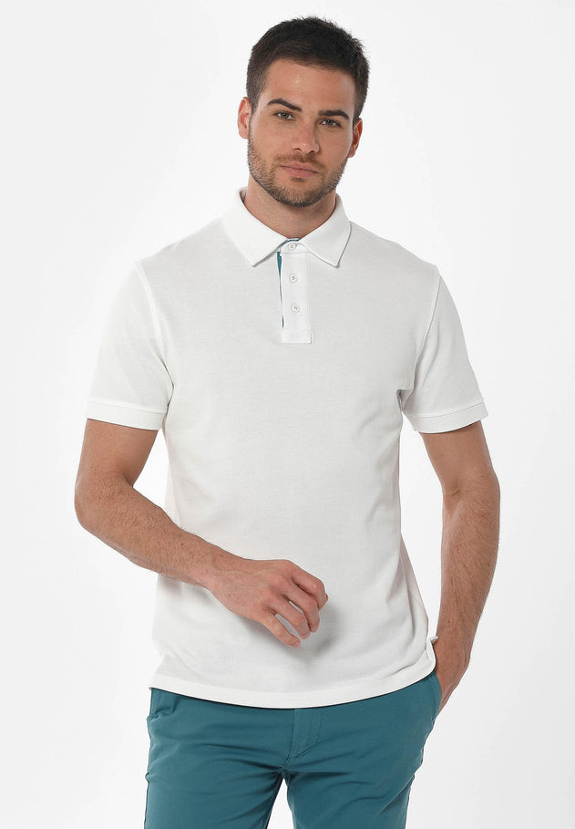 Heren Piqué Poloshirt Gebroken wit