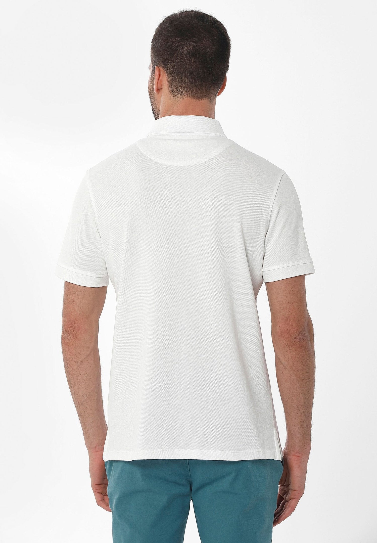 Heren Piqué Poloshirt Gebroken wit