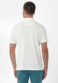 Heren Piqué Poloshirt Gebroken wit
