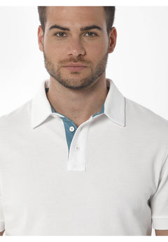 Heren Piqué Poloshirt Gebroken wit