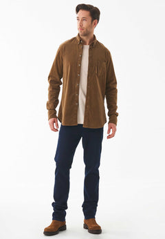 Men's Corduroy Button-Up Shirt Camel