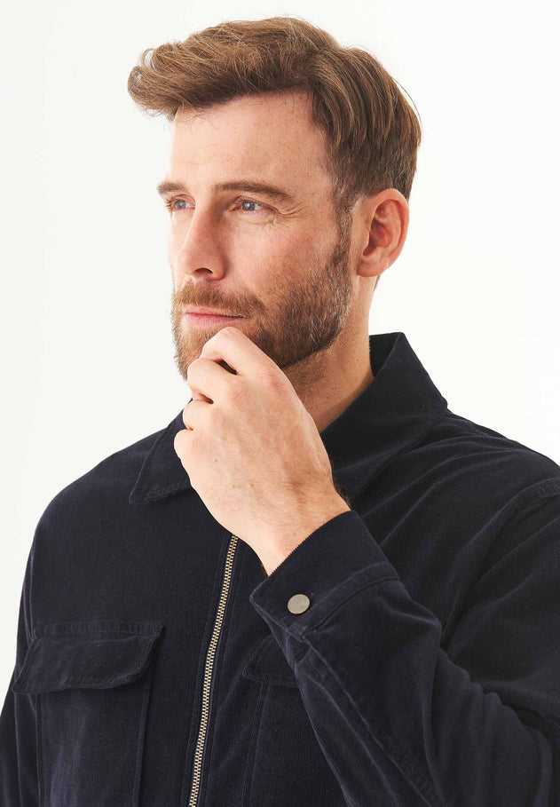 Men's Full Zip Corduroy Overshirt Dark Navy
