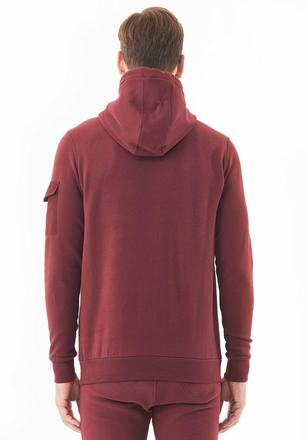 Men's Soft Touch Hoodie With Sleeve Pocket Bordeaux