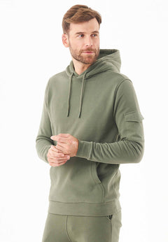 Men's Soft Touch Hoodie With Sleeve Pocket Mid Olive