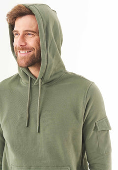 Men's Soft Touch Hoodie With Sleeve Pocket Mid Olive