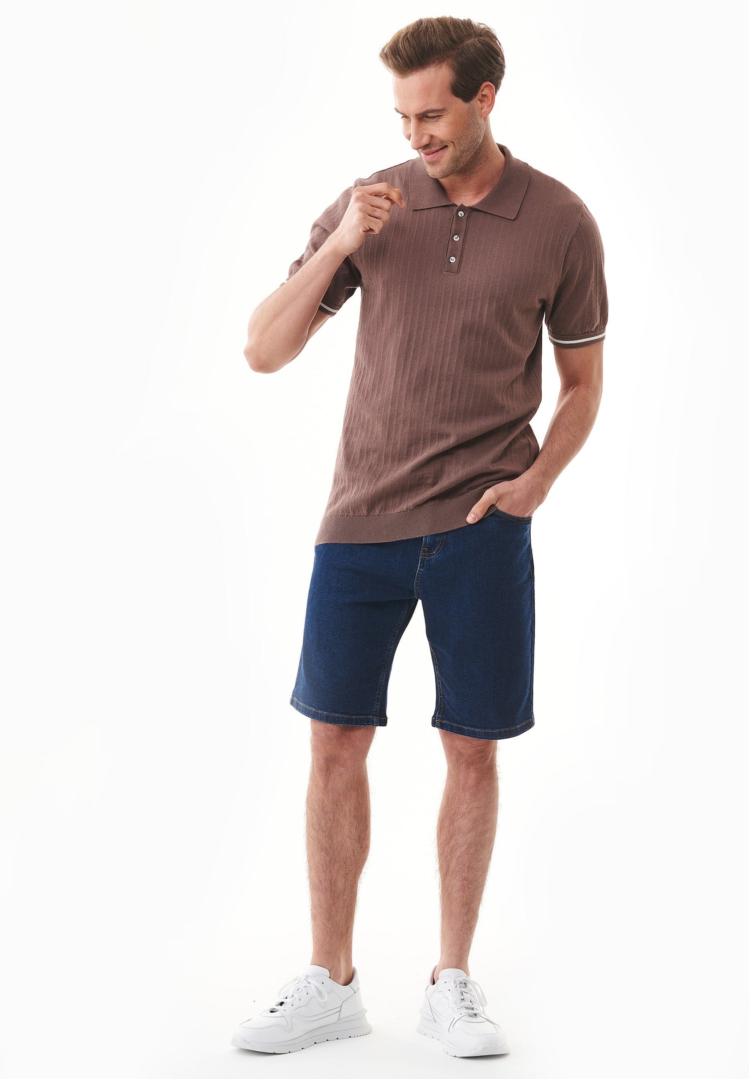 Heren Denim short Mid Blue