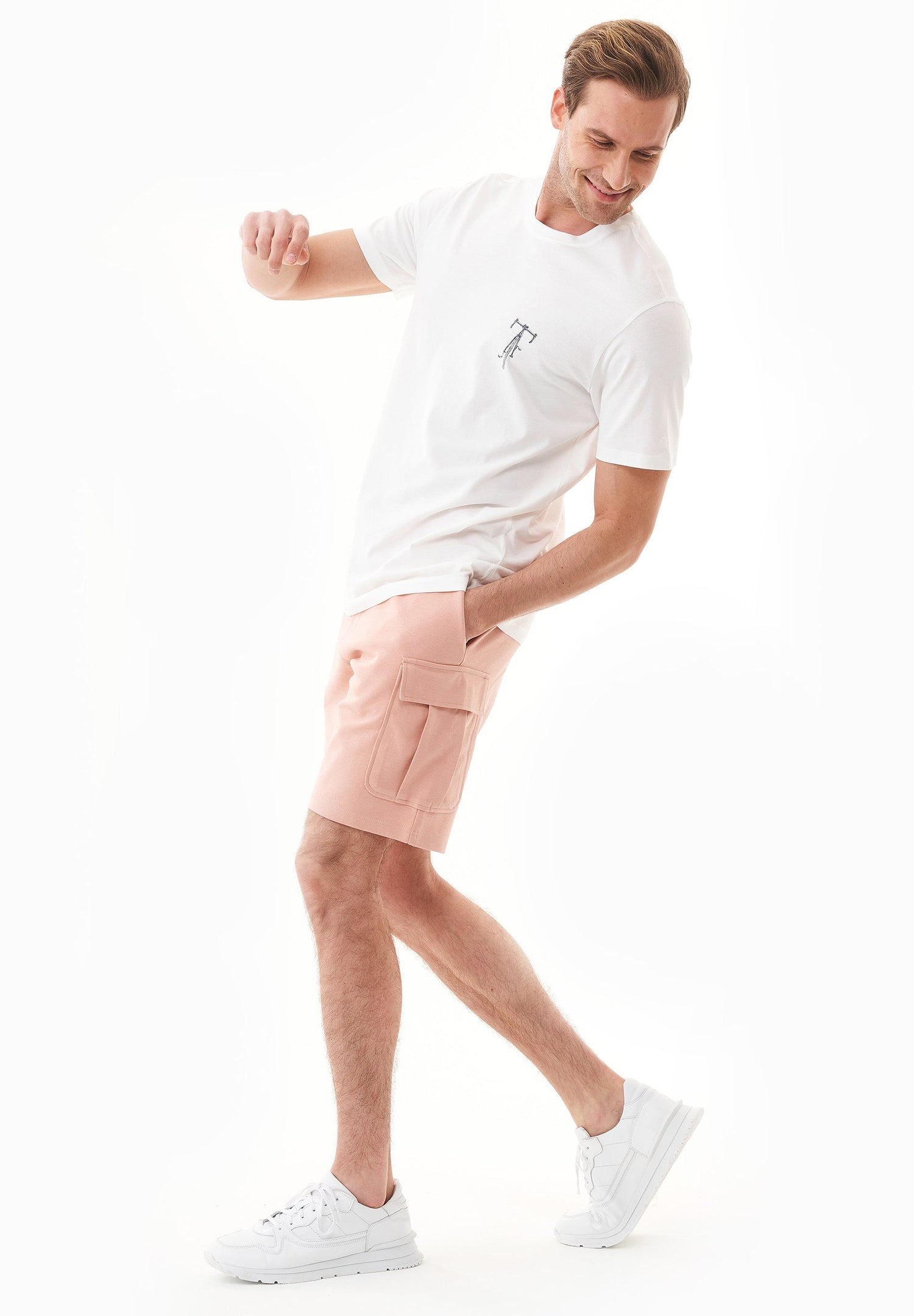 Heren Cargo Sweatshort Dusty Blush