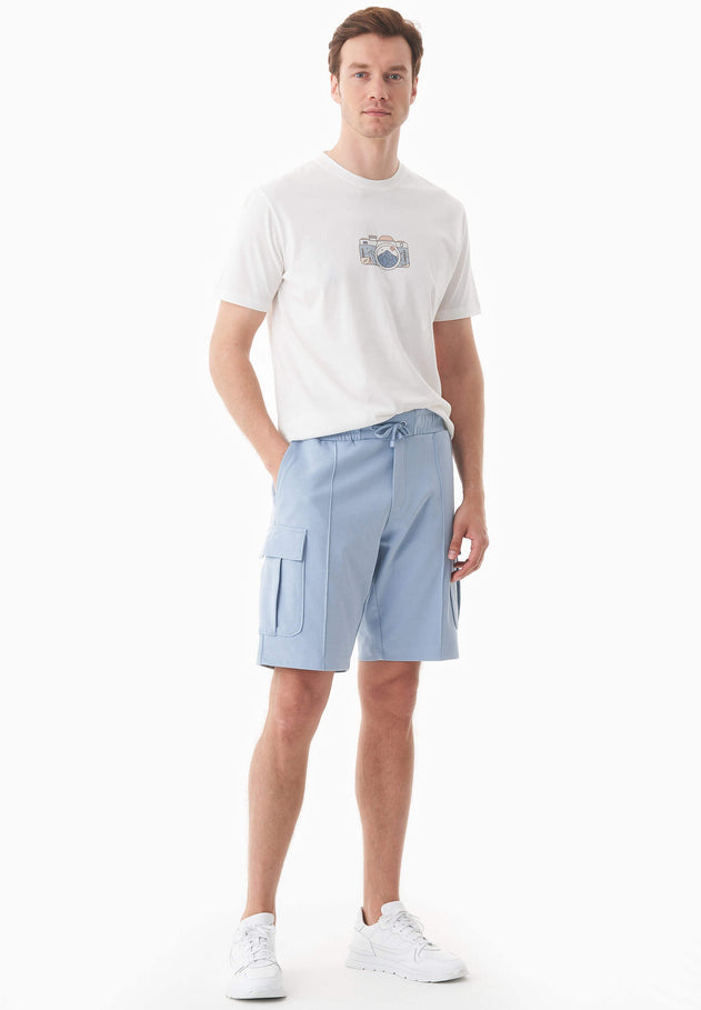 Heren Piqué Cargo Sweatshort Ice Blue