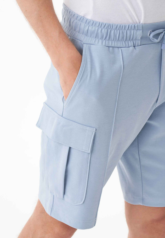 Heren Piqué Cargo Sweatshort Ice Blue