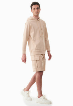 Men's Piqué Cargo Sweatshorts Soft Beige