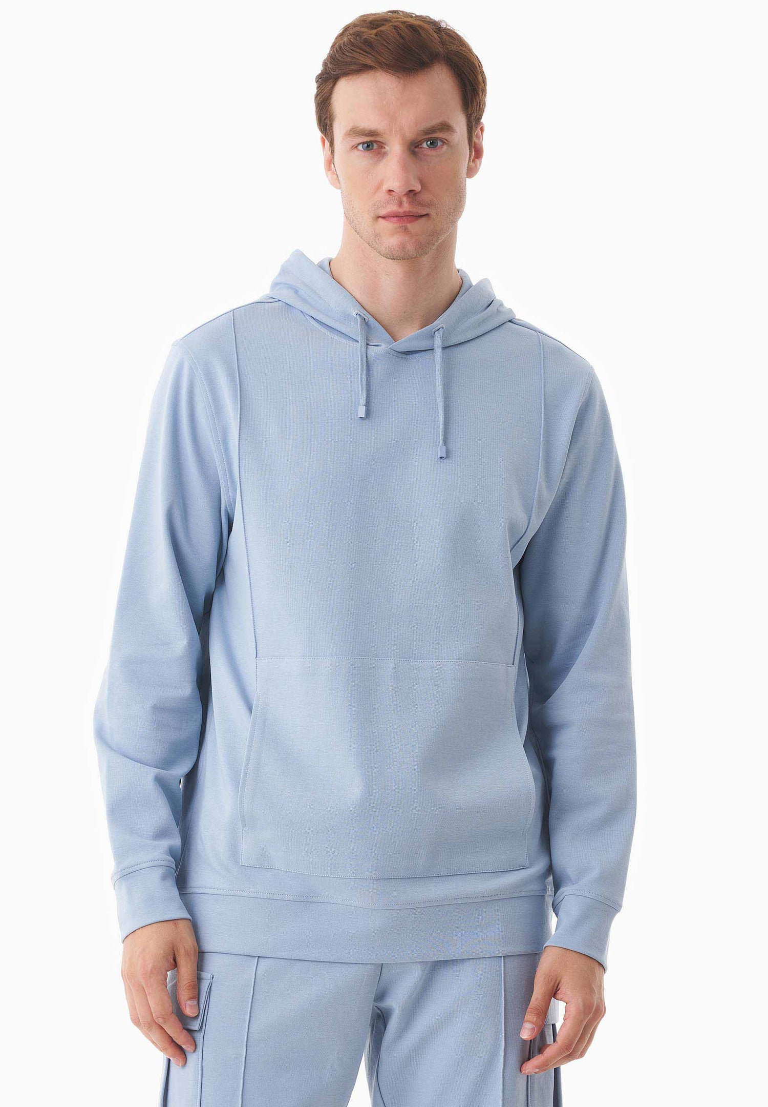 Heren Piqué Hoodie IJsblauw
