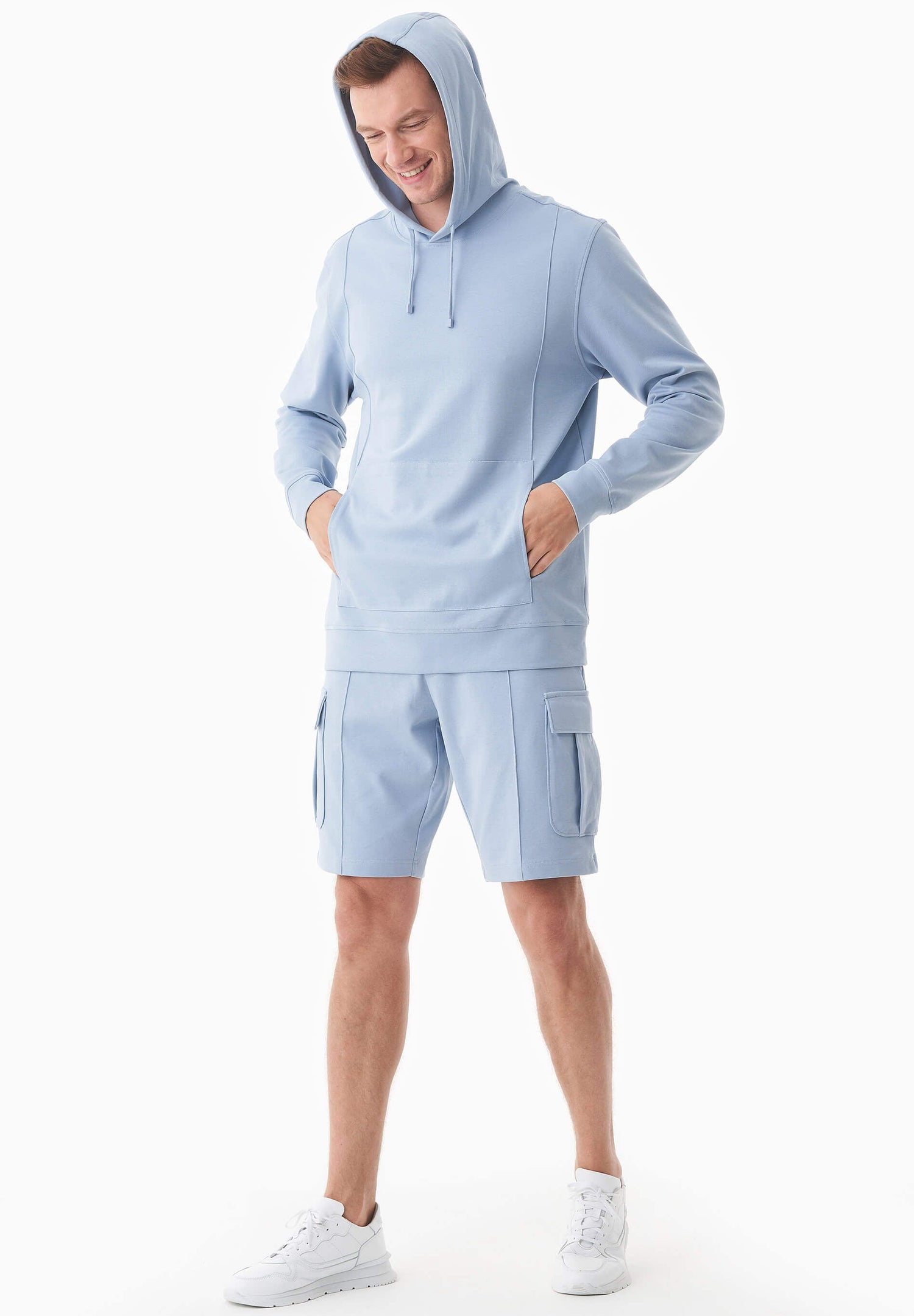 Heren Piqué Hoodie IJsblauw