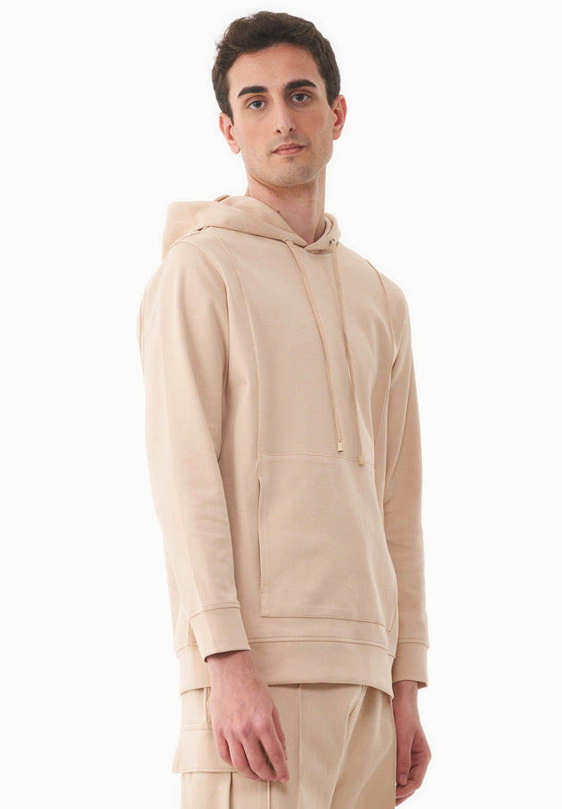 Men's Organic Cotton Pique Hoodie Soft Beige