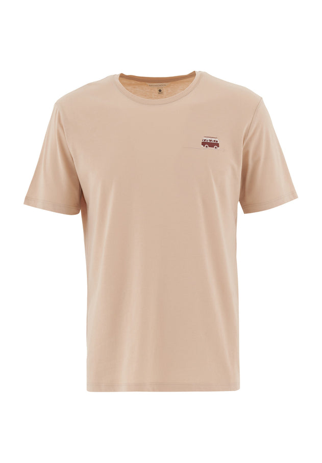 Heren Modalmix Kleinbus T-shirt Soft Beige