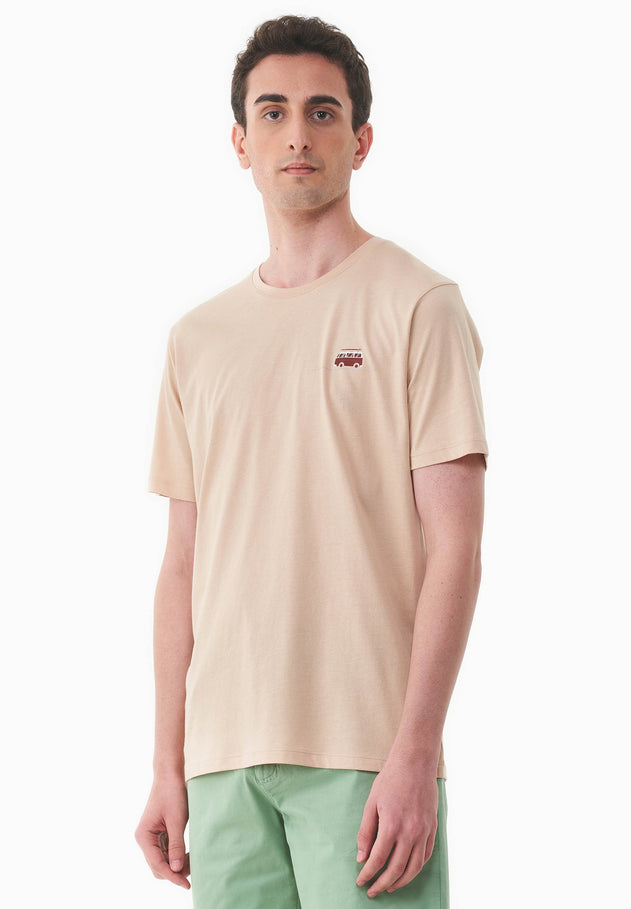 Heren Modalmix Kleinbus T-shirt Soft Beige